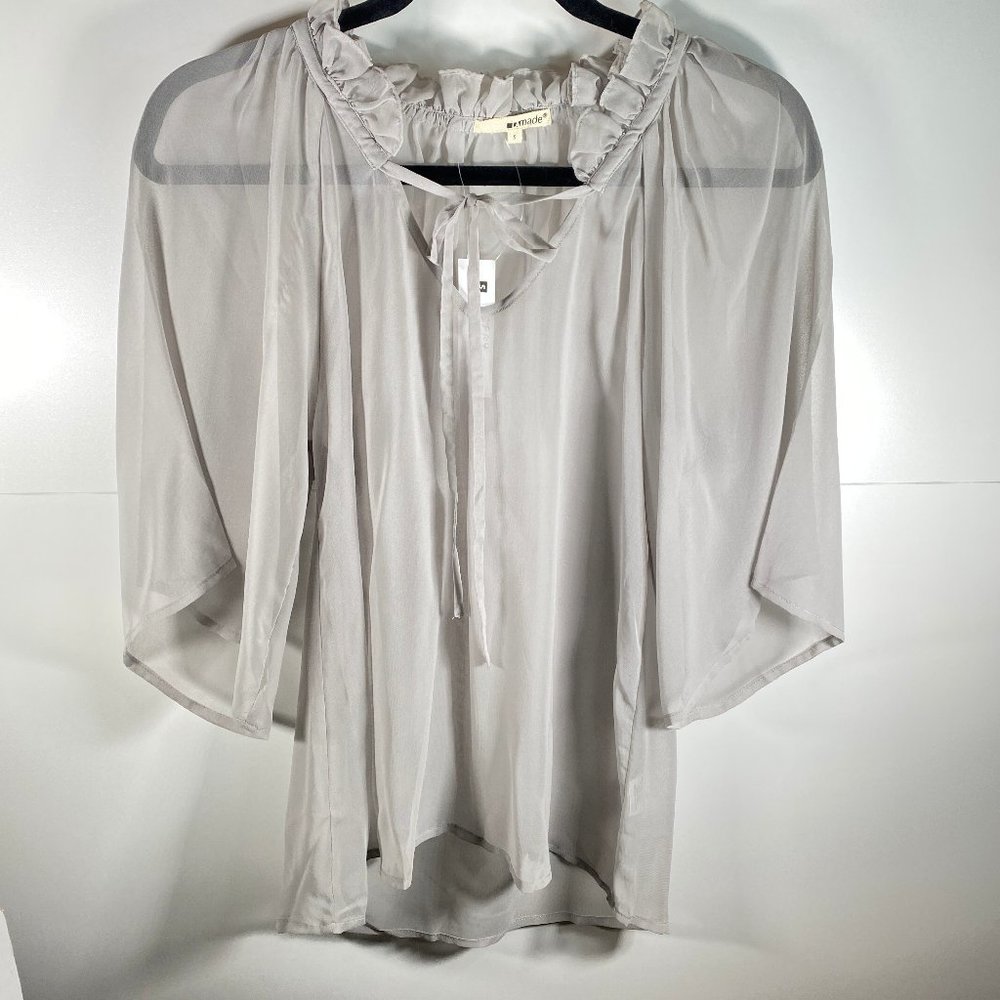 NWT! LA Made Blouse in Sheer Storm